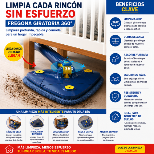 Fregona Auto Escurrible 360° - Limpieza Profunda Sin Esfuerzo