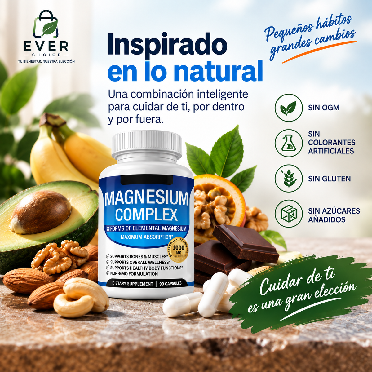 Suplementos de Magnesio 90 capsulas 1000mg