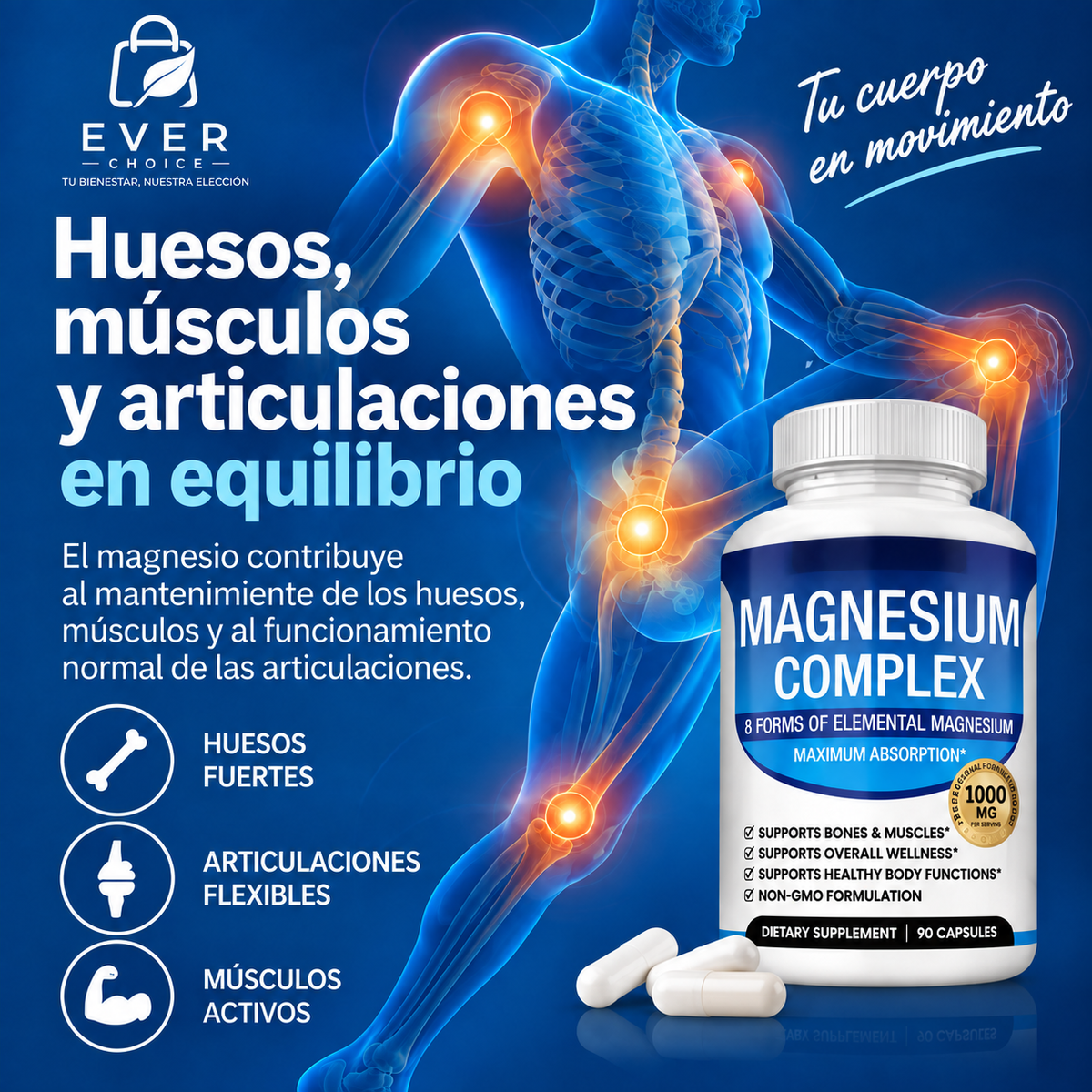 Suplementos de Magnesio 90 capsulas 1000mg
